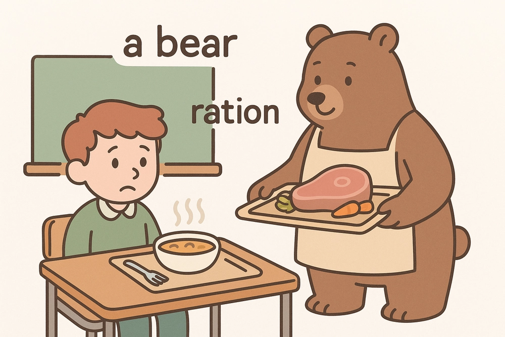 A bear ration served on a cafeteria tray, a mnemonic for aberration