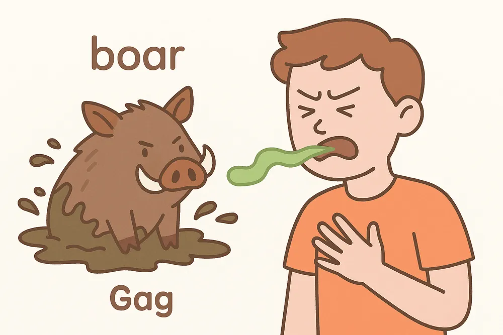 A muddy boar splashing sludge in a kitchen, a mnemonic for abhor