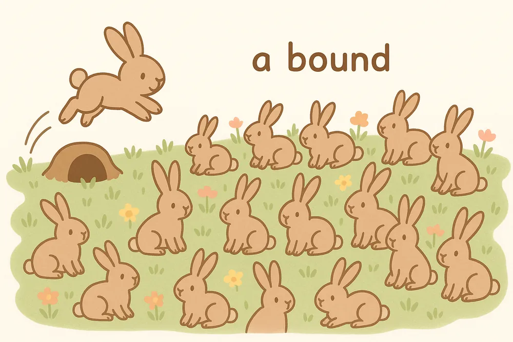 Many rabbits bounding across a meadow, a mnemonic for abound