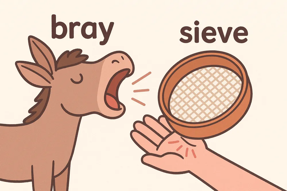 A rough sieve making a donkey-like bray, a mnemonic for abrasive