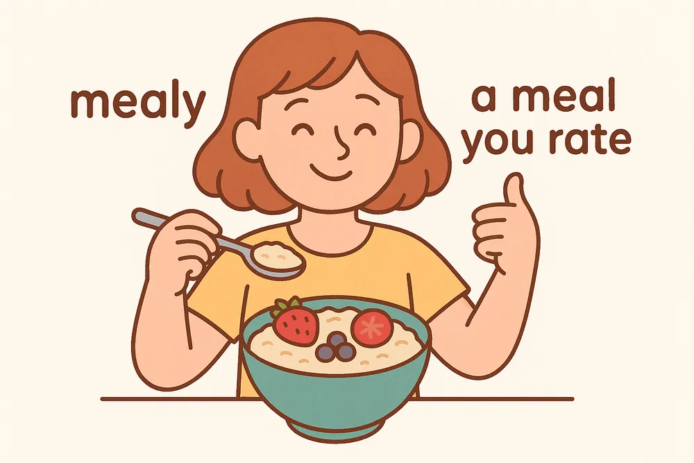 Fruit improving a bowl of mealy oats, a mnemonic for ameliorate