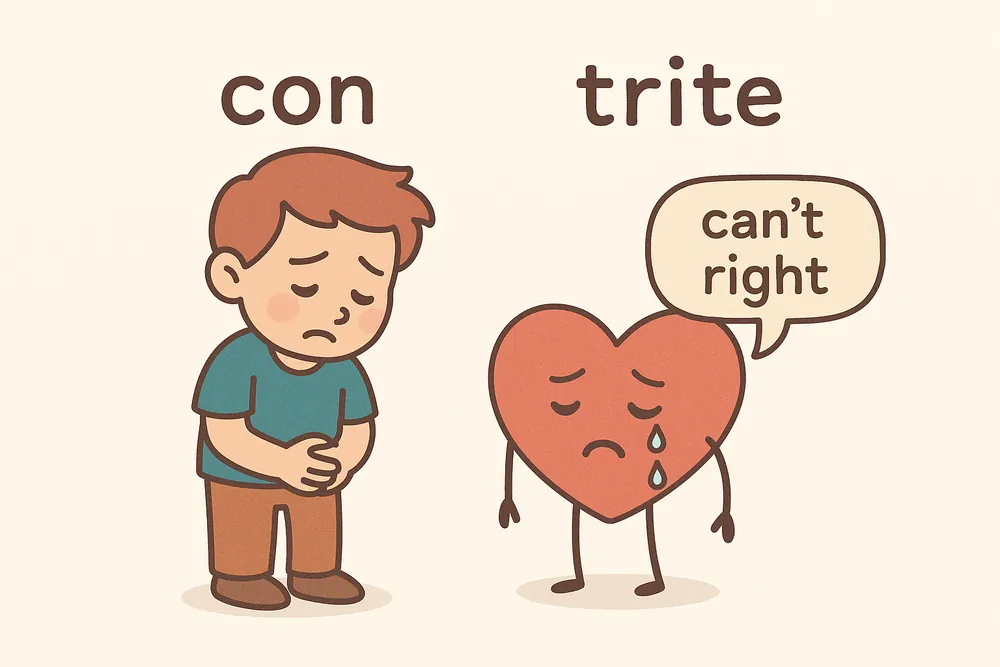 A remorseful con returning money after trying to deceive a town, a mnemonic for contrite