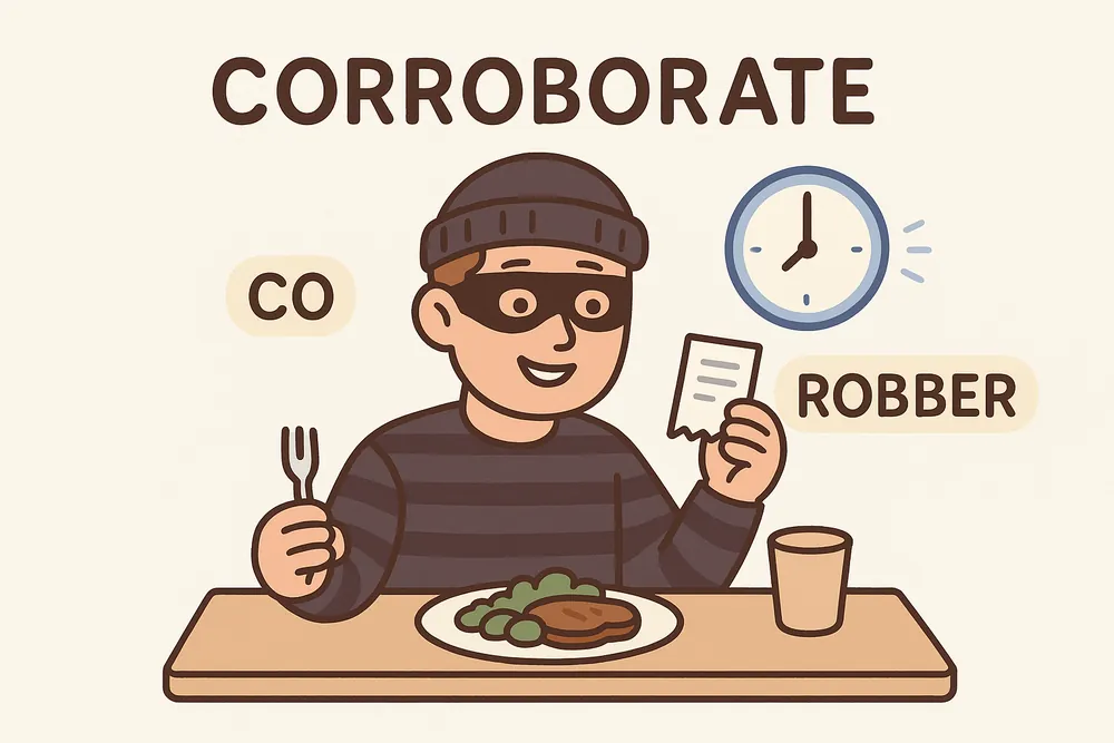Receipts confirming where a co-robber ate, a mnemonic for corroborate