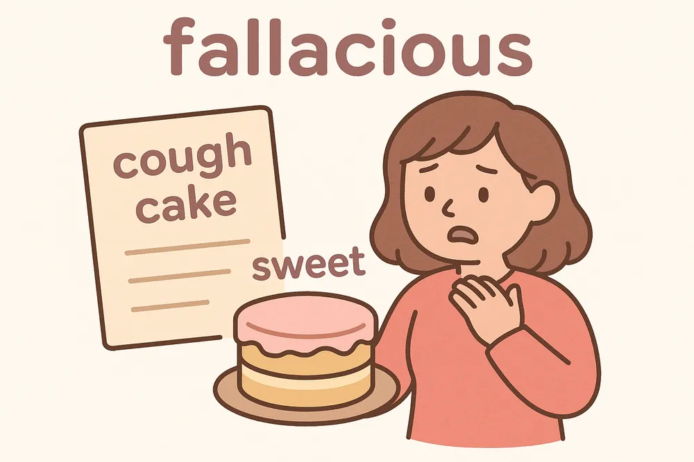 A flashy but false cake-cure claim, a mnemonic for fallacious