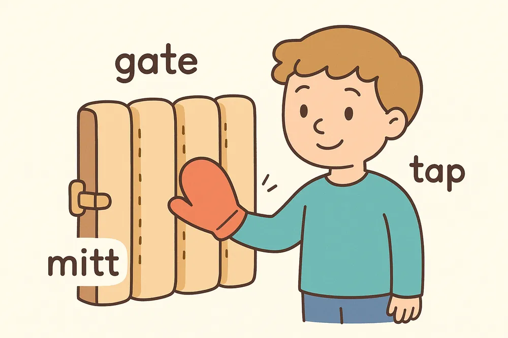 A gate padded with baseball mitts to soften impacts, a mnemonic for mitigate