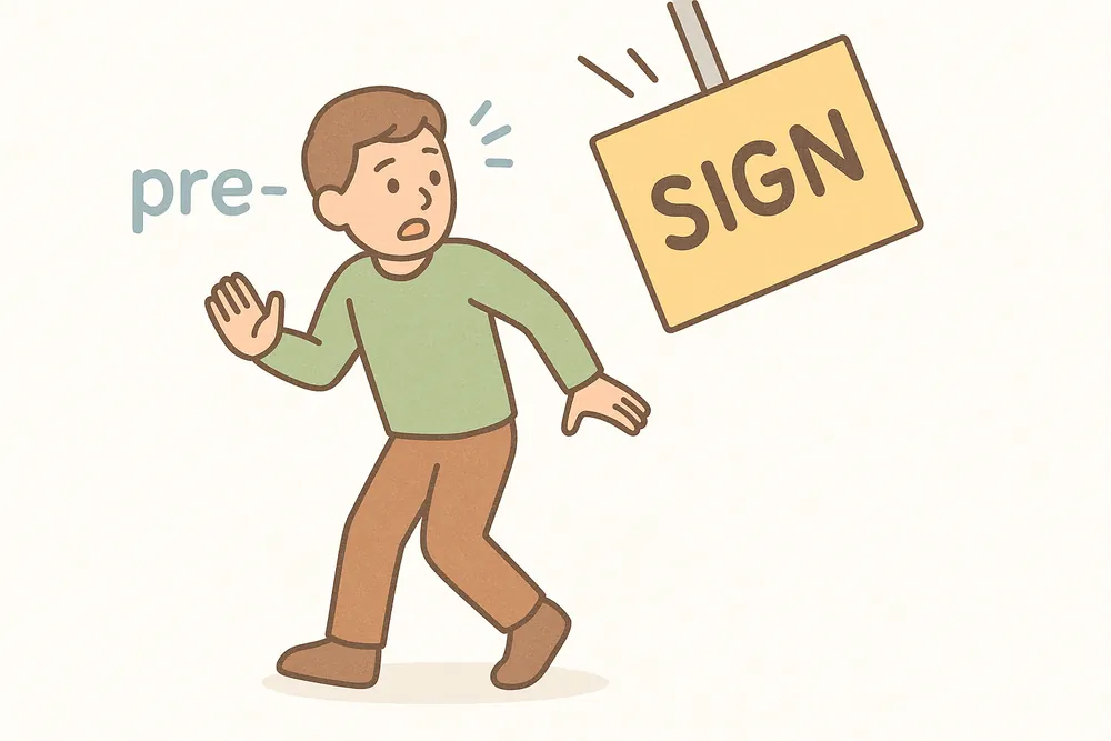 A traveler sensing danger before a sign falls, a mnemonic for prescience